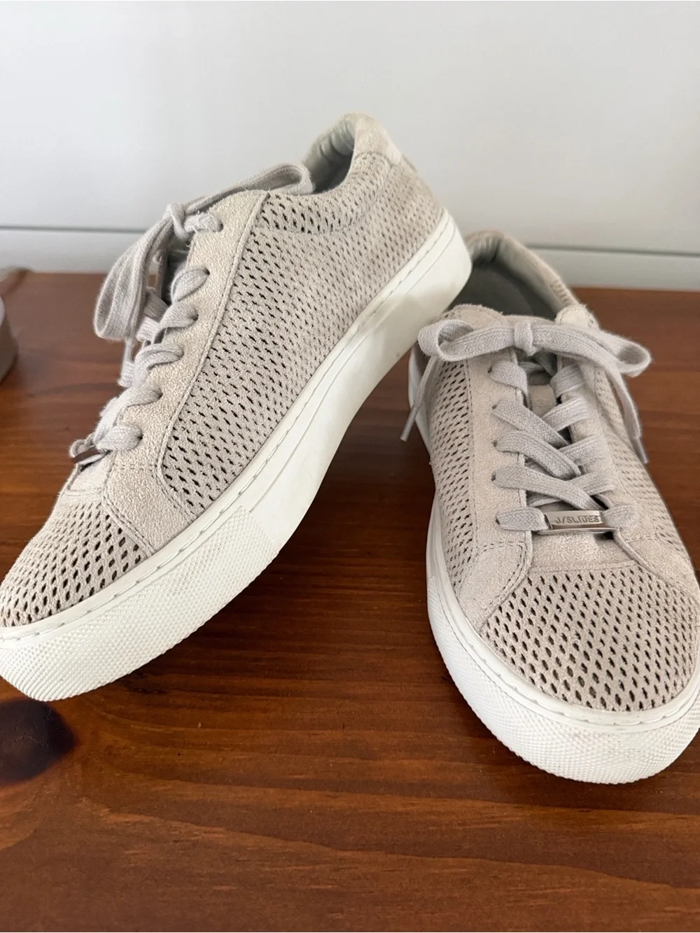 J Slides Light Gray Suede Casual Lace-Up Sneakers